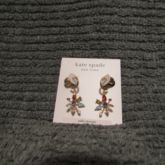 Kate Spade Firework Floral huggie Earrings Color Snowflake drop - Picture 1 of 6